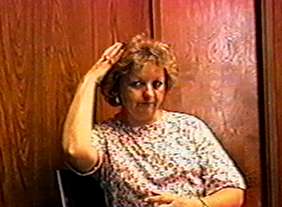 Gayle Newman showing head wound