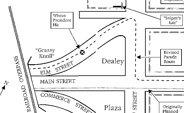 Supposed change in motorcade route in Dealey Plaza