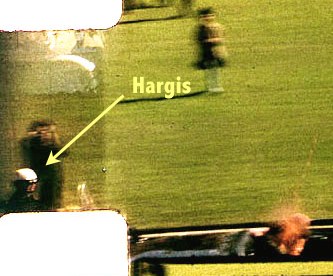 Bobby Hargis was behind JFK, and to his left when the President was hit in the head